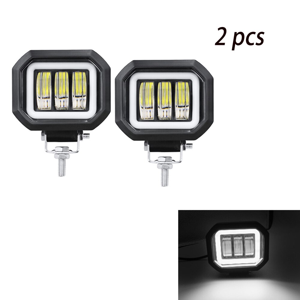 6D Lens 5 Inch Round Square Led Work Light For Car 4x4 Offroad Truck Boat UAZ ATV 12V 24V Led Angel Eyes Driving Lights。: 2x Square white