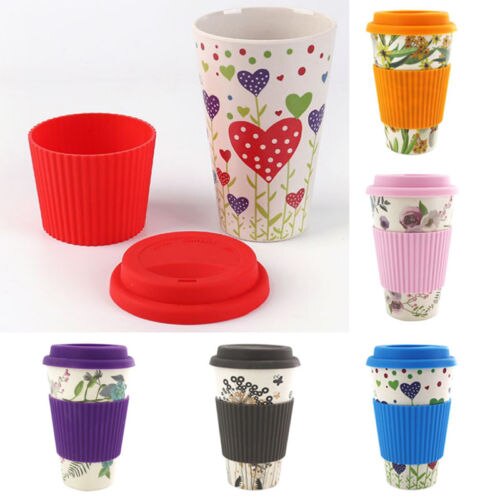 Reusable Bone China Ceramic Travel Mugs Tea Coffee Travel Mug Cup Silicone Lid