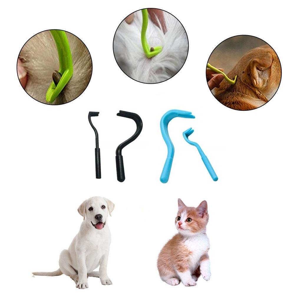 2PCs/Pack Tick Remover Hook Tool Pack x 2 Sizes Dog Horse Cat Pet Human Flea Remover Tweezers Puppies Groom Tools