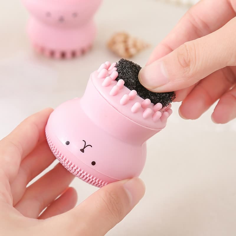 Cepillo de limpieza Facial con forma de pulpo, Material de silicona que Reduce la piel muerta, fácil de sujetar, masajea el acné, suave, Unisex,