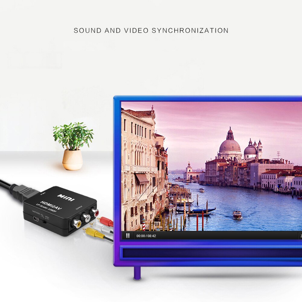 Mini hd-videomuunnin hdmi-rca-av cvsb lr-video 1080p hdmi-av-tuki ntsc pal-lähtö hdmi-av-skaalauskytkinsovitin