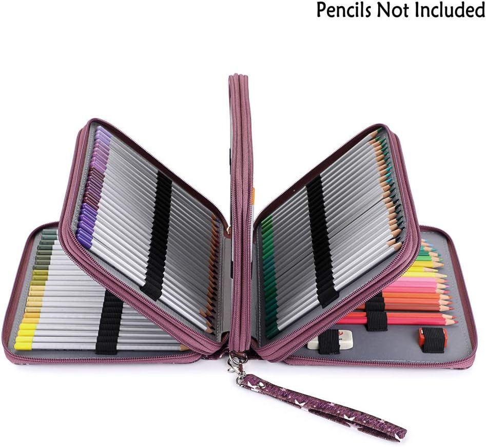 Colored Pencil Case- 160 Slots Pencil Holder Pen Bag Large Capacity Pencil Organizer with Handle Strap Handy Colored Pencil Box