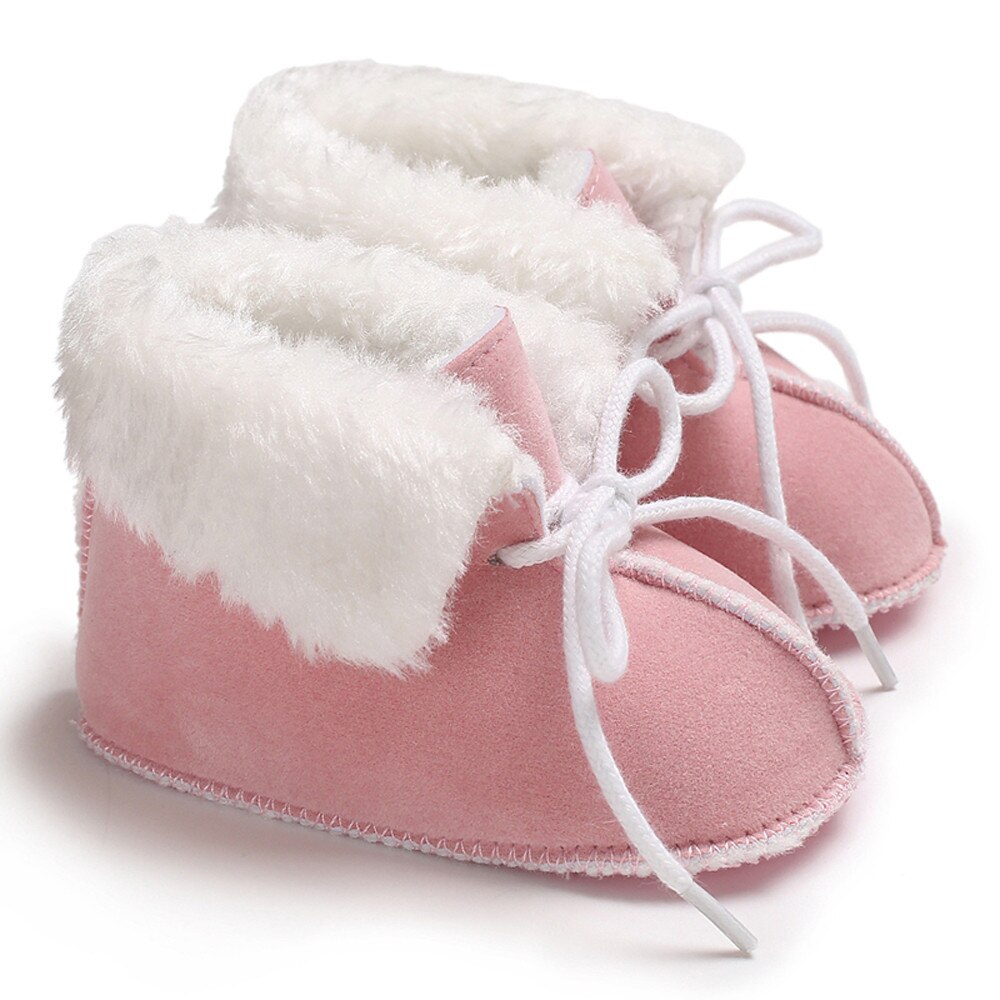Baby Meisje Jongen Zachte Booties Pure Kleur Bandage Snowboots Peuter Warme Schoenen