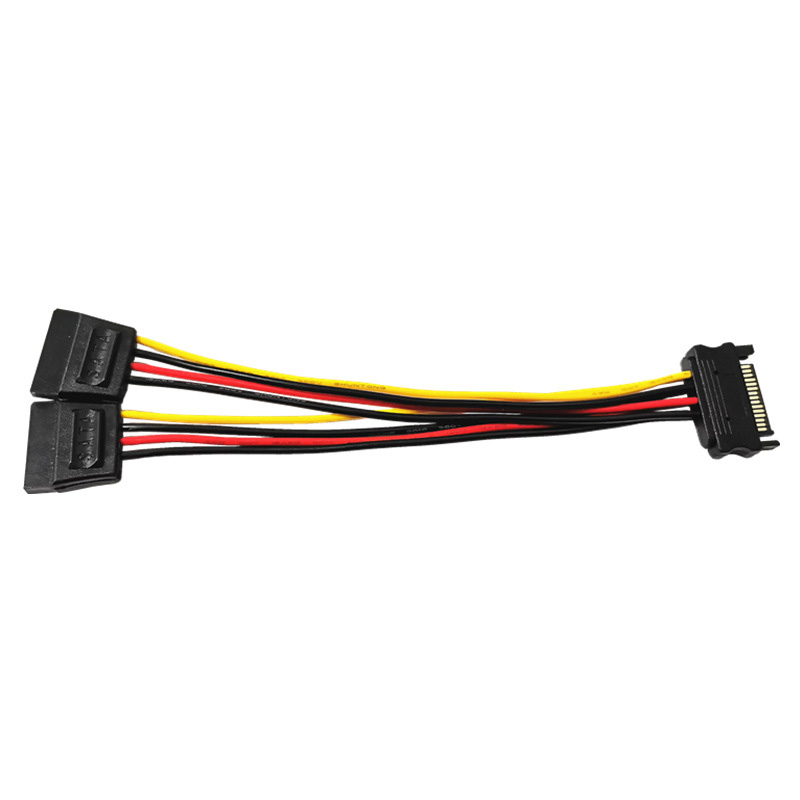 1/2/5 Uds 20CM codo recto de 90 grados SATA 15 pines macho a 2x15P hembra Y Cable de alimentación de 15 pines adaptador de conector divisor HDD