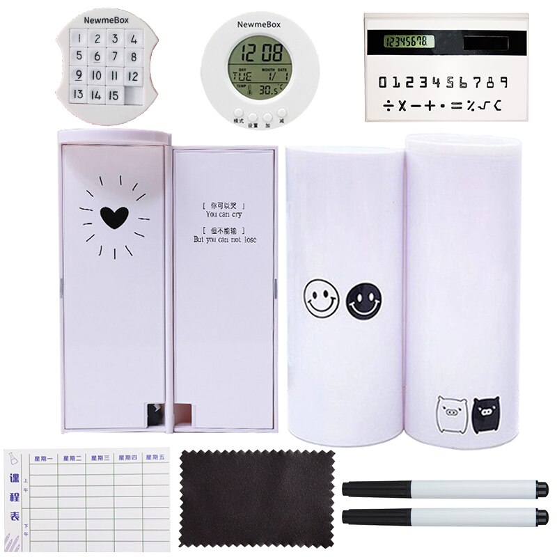 NBX NewmeBox Multifunctional Pencil Box Large Capacity Pencil Cases pen box with Mirror Calculator for office School Stationery: Smile - gift2