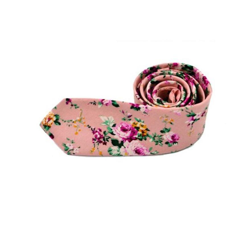 Mannen Mode Bloemen Skinny Slim Stropdas Katoen Smalle Business Casual Bruiloft Tie slytherin # A50: Roze