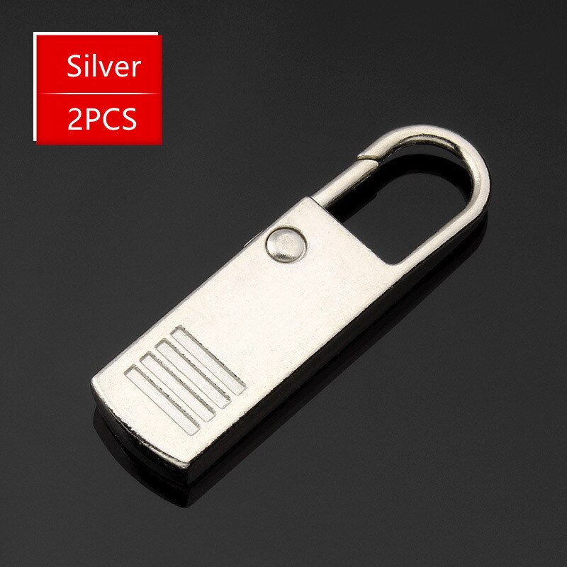 2pcs zippers puller Tab Replacement Metal Zipper for clothes Zipper Extender Tab Fixer Zipper Sliders Jacket Detachable Zipper: B Silver--2PCS