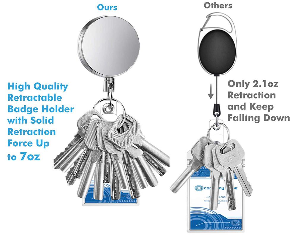 Idclip 3 stykker metaludtrækkelig badgeholder heavy duty id badge ruller med nøglering bælte klip id / nøglekort