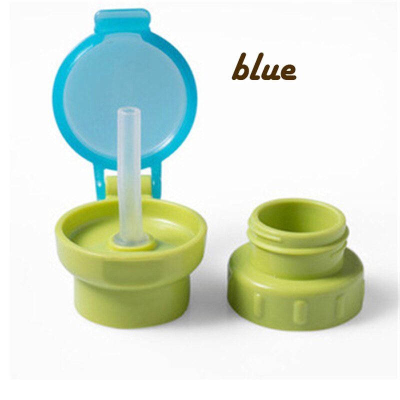 Water Drinking Bottle Cap Cover Replacement With PP Silicone Food Grade Water Bottle Straw for Kids Children Feeding Drink: Blue