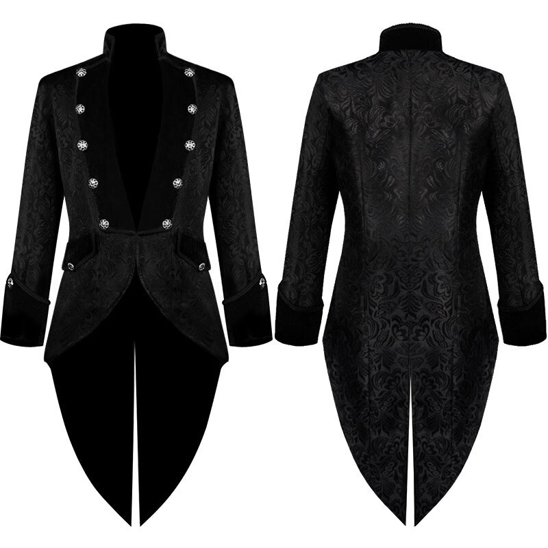 Chaqueta Retro Medieval para hombre, abrigo gótico, esmoquin, disfraz Formal de Halloween, abrigos Steampunk de gran tamaño
