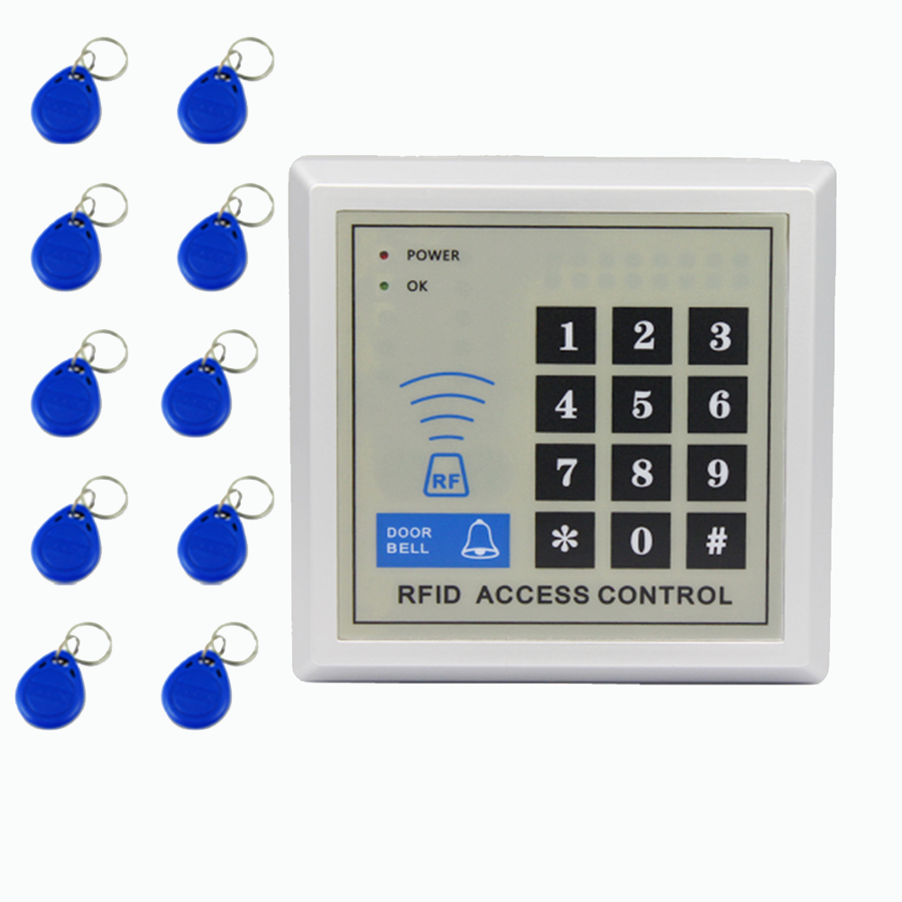 2000 user MF 13.56Mhz IC Access Control System Device Machine IC Card Security Proximity Entry Door Lock: x1 and 10 IC Keys