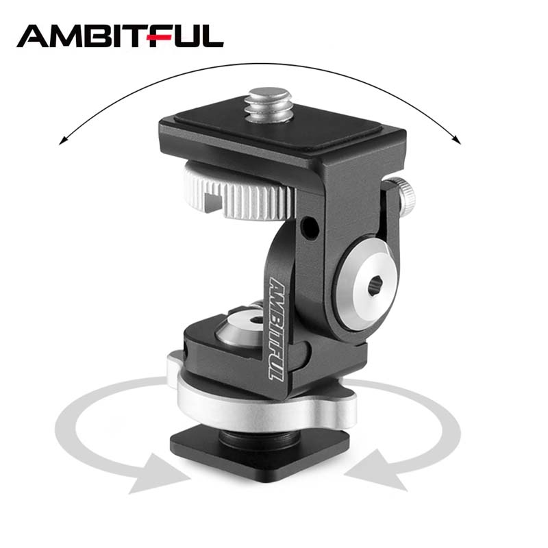 AMBITFUL Protable 360 Paranomic Hot Shoe Ballhead Monitor Base supporto per staffa supporto universale per luci Video a LED fotocamere DSLR