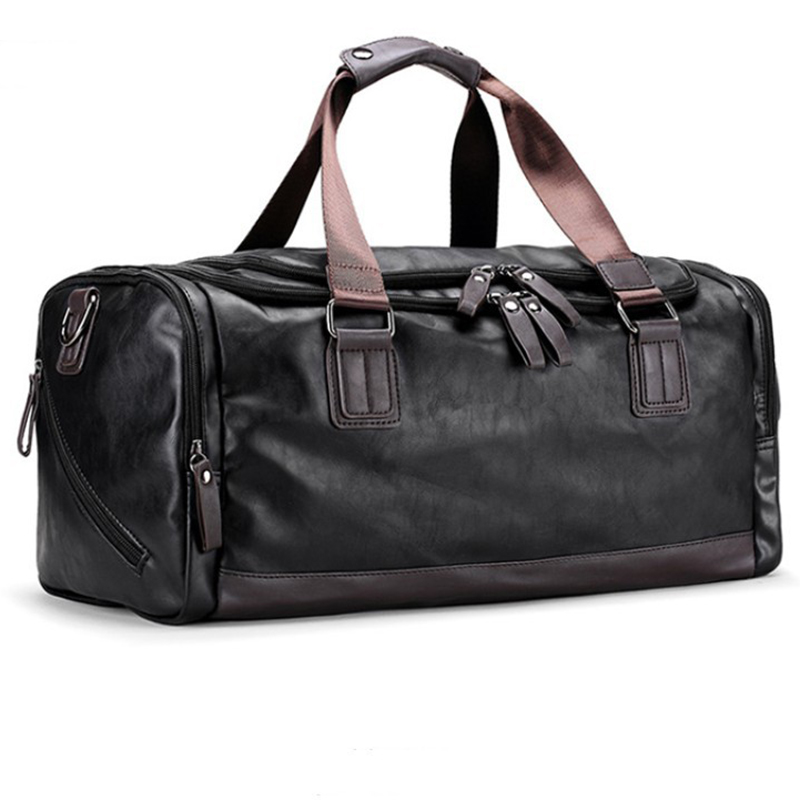 Herreveske med stor kapasitet, vanntett reisebagasje for seniorer, pu-veske, treningsveske: Default Title