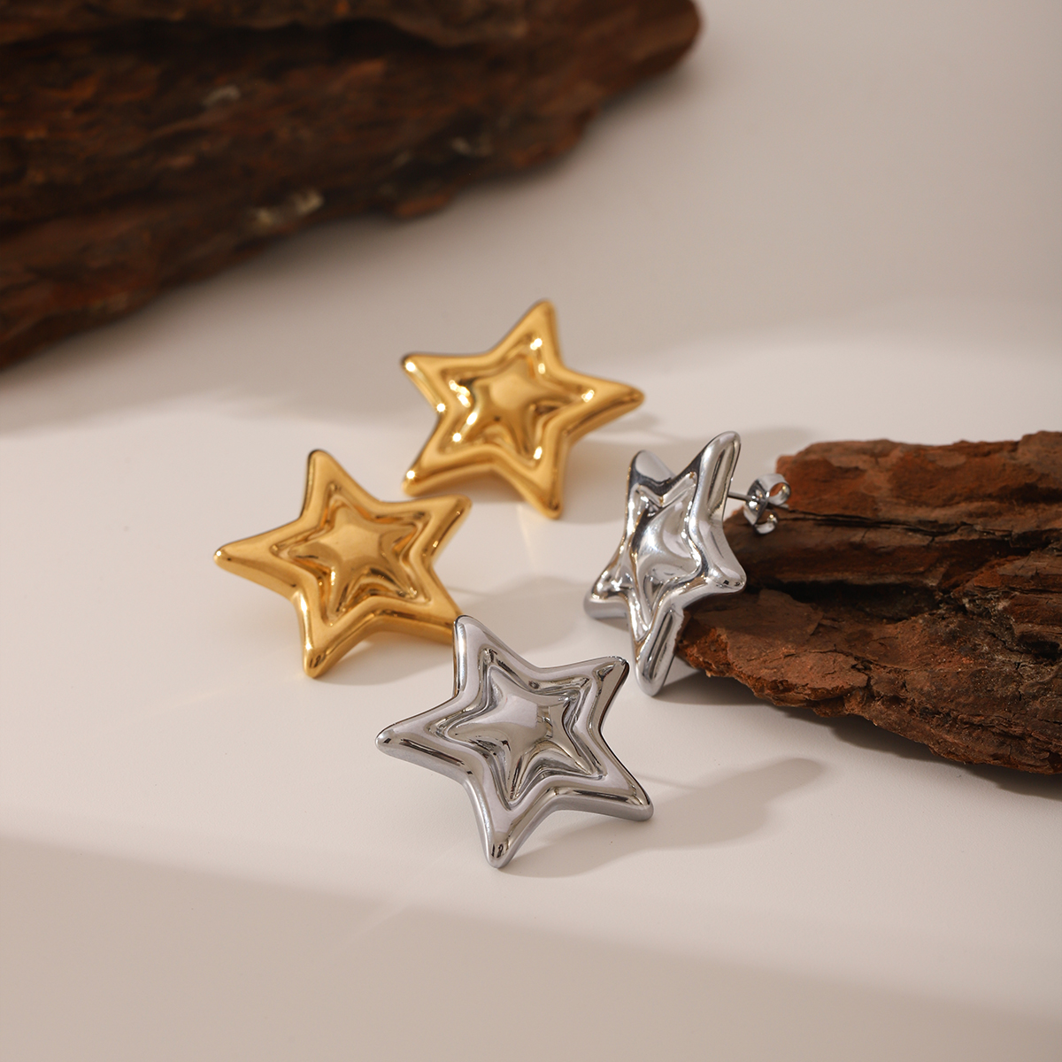 Boucles d'oreilles étoile en acier inoxydable plaqué or 18 carats pour femmes, bijoux tendance, accessoires de boucle d'oreille à la , pour la fête des Léons, avocat