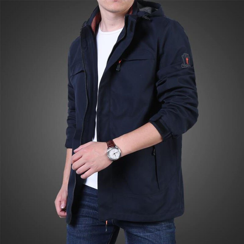 Men Outdoor Autumn Winter Warm Zipper Jacket Waterproof Windproof Thermal Hooded Jacket Trekking Climbing Hiking Sports Overcoat