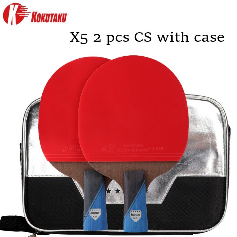 Raqueta de tenis de mesa con certificación ITTF, 2 uds, KOKUTAKU X4 X5 X6, raqueta de Ping Pong, pala de carbono, espinillas de goma: X5 CS