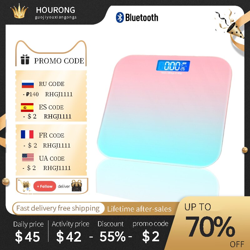 Bathroom Smart Digital Weight Scale Bluetooth Mobile Phone Interconnected Body Fat Scale Color Human Health Monitoring Tool