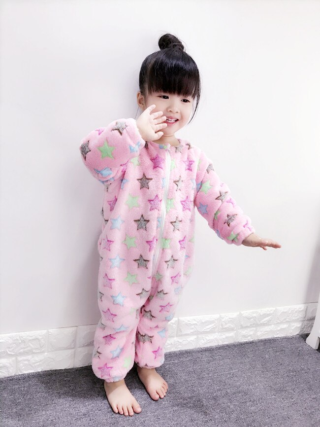 Baby pyjamas lägg till ull varm dragkedja sovkläder för flicka pojke spädbarn söt bekväma mjuka nattkläder litet barn hemkläder förhindra kyla: Stil 4 / 2t