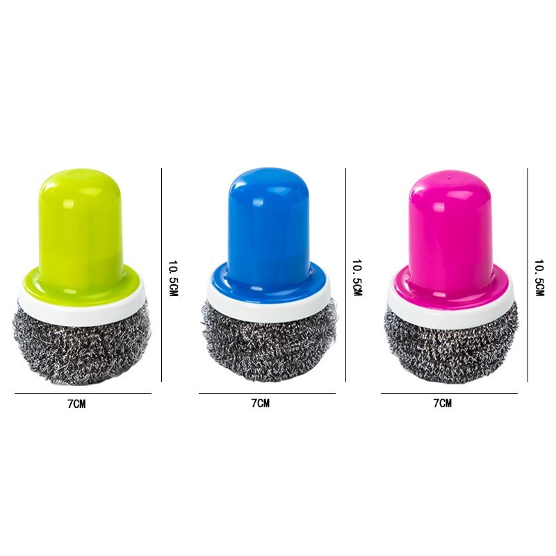 Kitchen Stainless Steel Wire With Handle Clean Brush For Dish Bowl Pan Clean Metal Scrubber Household Cleaning Tools