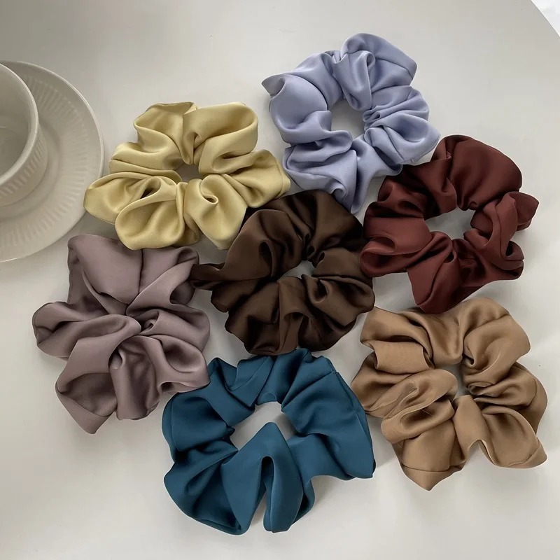Accesorios para el cabello De Seda francesa para Mujer textura elástica Cheveux Complementos De Scrunchies Gomas Pelo Mujer bandas corbata satén