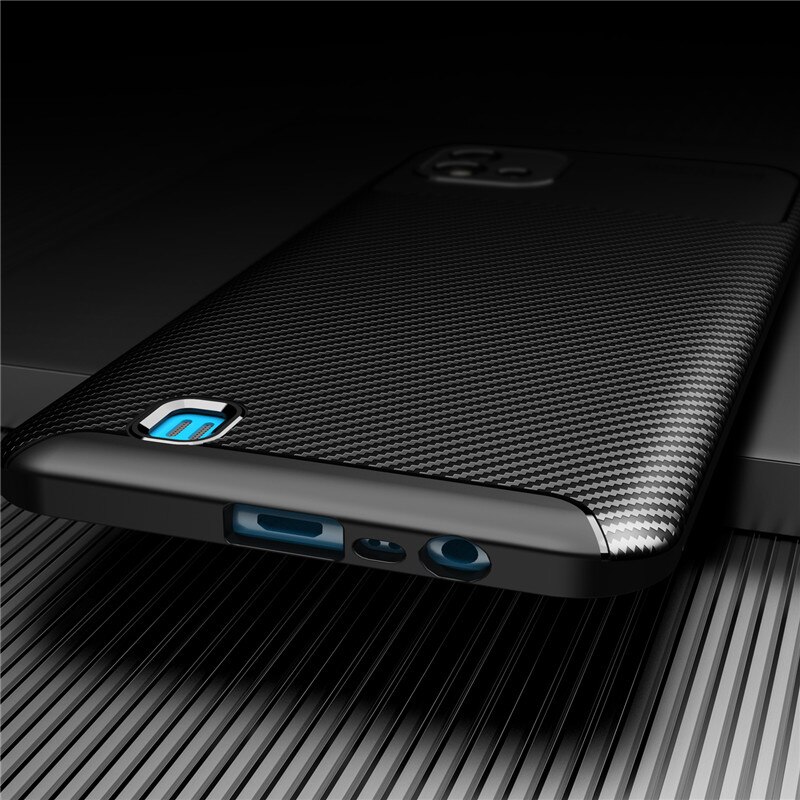 Realmi – Coque de protection antichoc en Silicone, Texture Fiber de carbone, pour Realme C11 ,