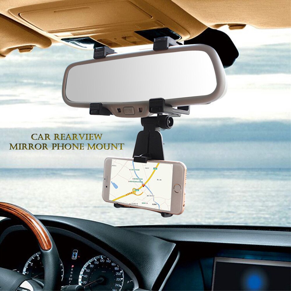 Cell Phone Car Mount Review Mirror Phone Holder Cradle Stand for GPS (Black)