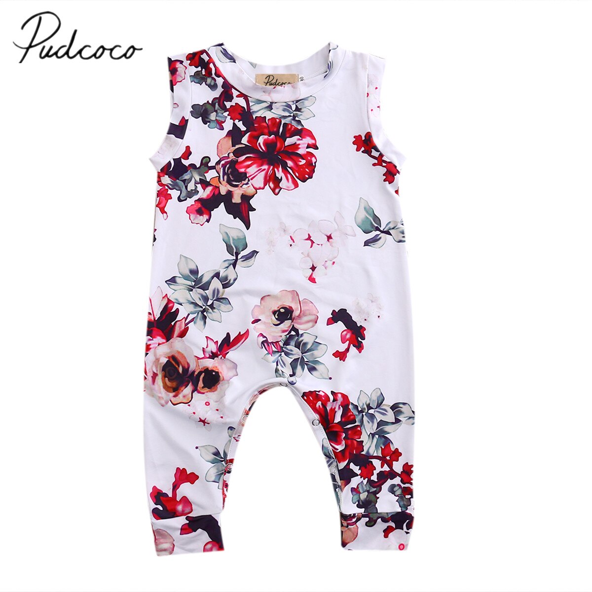 Gloednieuwe Pasgeboren Peuter Baby Jongen Meisje Bloemen Mouwloze Romper Outfits Zomer Jumpsuit Casual Speelpakje Kleding 0-24 M