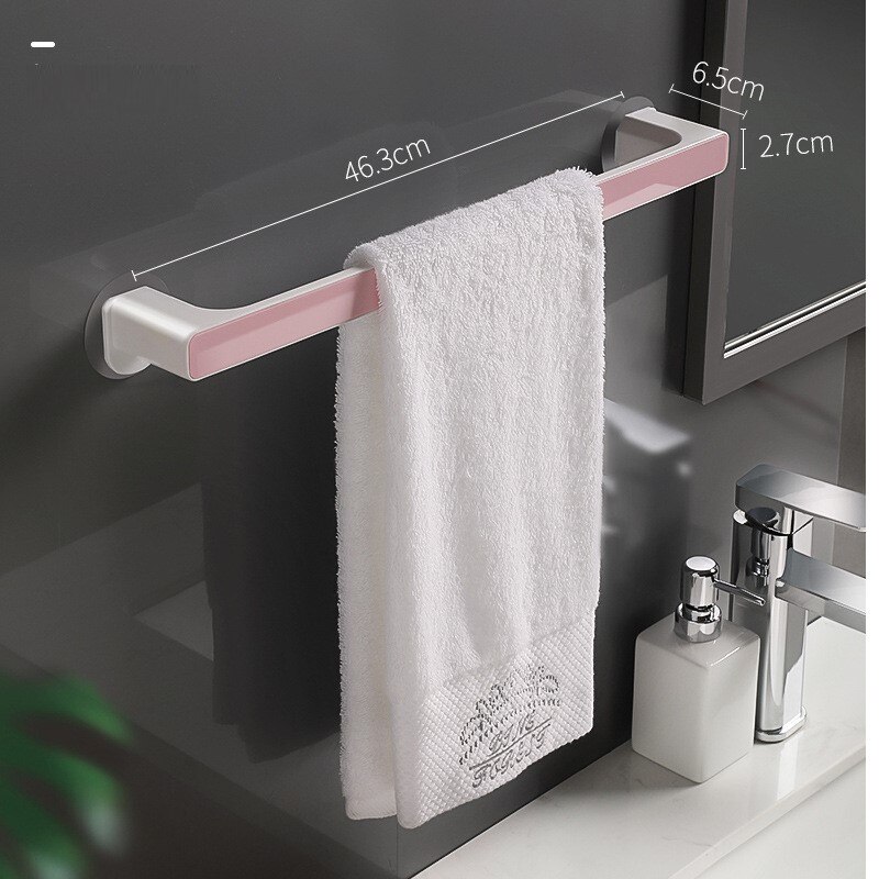 Handdoek Houder Zelfklevende Rack Wall Mounted Handdoeken Hanger Voor Bad Handdoek Bar Plank Rolhouder Opknoping Haak Badkamer organizer: Pink Long Holder