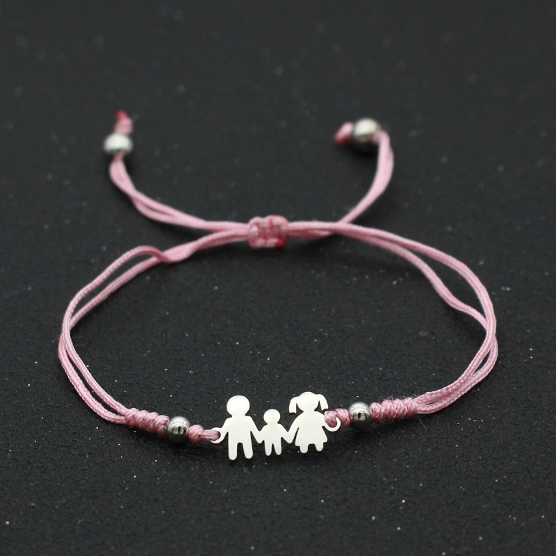 Rvs Charm Armbanden Voor Familie Vader Moeder Zoon Lucky String Gevlochten Verstelbare Stellen Armbanden Voor Mannen Vrouwen Kids