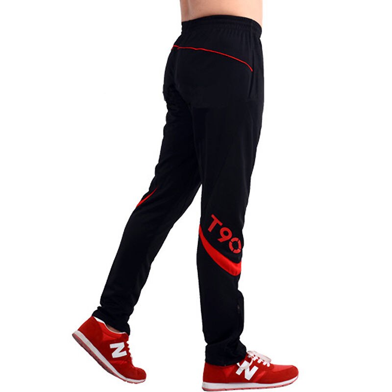 Sport Jogging Running Broek Mannen Ademend Fitness Gym Fietsen Wandelen Training Workout Voetbal Man Leggings Broek: Rood / L