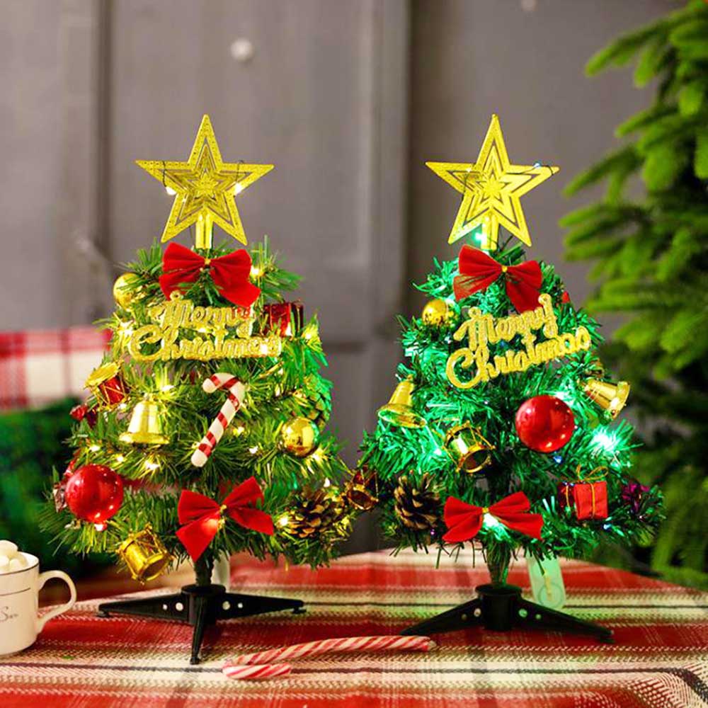 Kerstboomversiering met licht 30cm kerstversieringen desktop mini kerstboomversiering