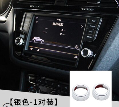 Botón de Audio estéreo Control de volumen anillo cubierta de accesorios de coche para vw Tiguan mk2 Atlas t-roc Ateca de a: Plata
