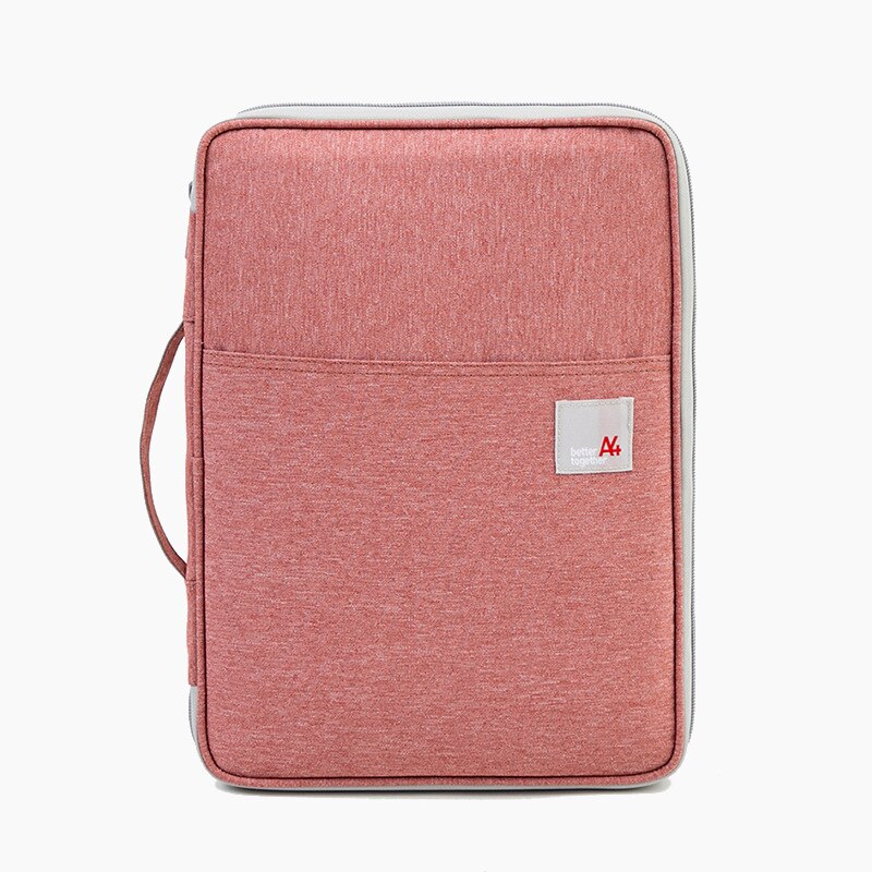 Fosizzo taske til dokumenter  a4 multifunktionelle notesbog arkiv fil tasker bærbar ipad holder taske oxford dokumentmappe  fs4050: Lyserød