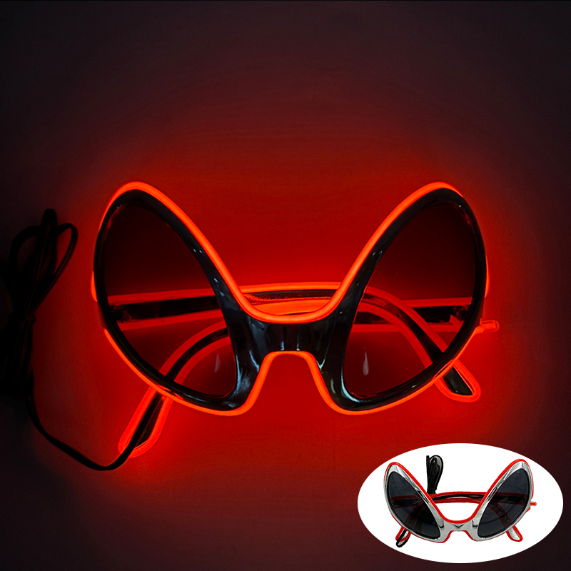 Funny Neon Glowing ET Glasses LED Luminous Alien Glasses For Halloween Party Supplies Light Up Eyeglasses Men Women Accessories: Fluorescence Yellow