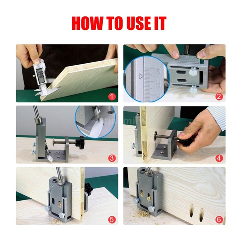 Pocket hole locator jig kit aluminiumslegering 15 graders vinkel skråt hul boring guide positioner med hurtig klemme træbearbejdning