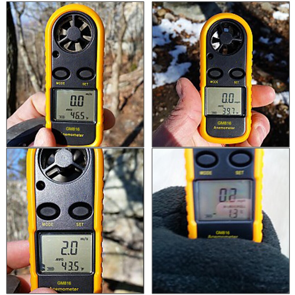 GM816 LCD Handheld Airflow Windmeter Thermometer Digital Anemometer Portable Outdoor Surfing Wind-Speed Gauge Meter 105*40*18mm