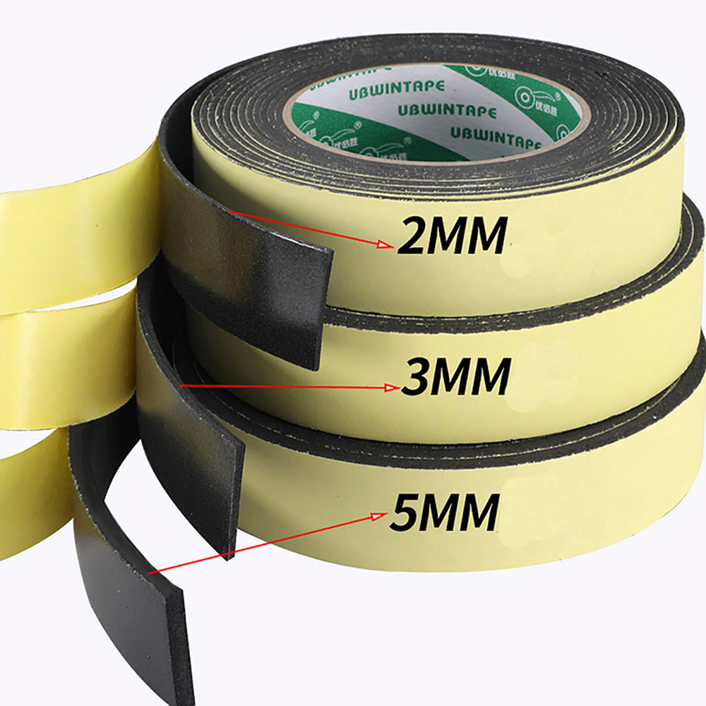 EVA Esponja Fitas De Borracha De Espuma, Fita Single-sided, Adesão Forte, Preto, Anti-colisão Seal Strip, 2, 3, 5mm de espessura, 10mm-50mm de largura