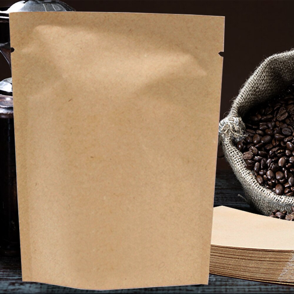 100 stk /200 stk kaffeposer varmeforsegling papir mylar pakkepose te kaffe kiks åben top kraftpapir aluminiumsfolie vandtæt pose