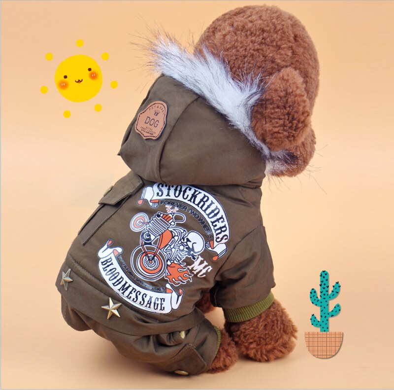 Pet Dog Clothes Winter Warm Dog Green Coat Jumpsuit Thicken Pet Clothing For Yorkshire Teddy Dogs Costume Puppy Clothes Jackets