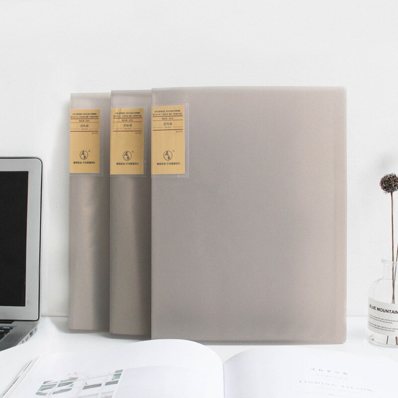 A4 Gray Information Book Examination Paper Folder Finishing Transparent Insert Multi-layered File Book Classification Collection