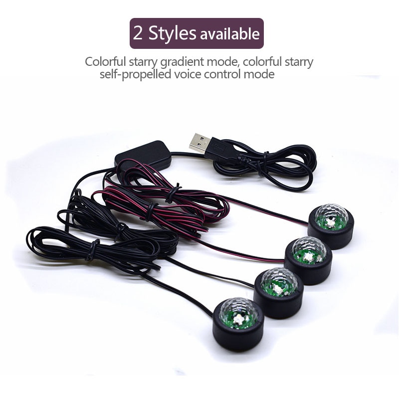 4 en 1 luces LED de ambiente para coche colorido RGB Interior suelo luces en pies Universal Auto USB decorativo lámpara de ambiente coche estilo