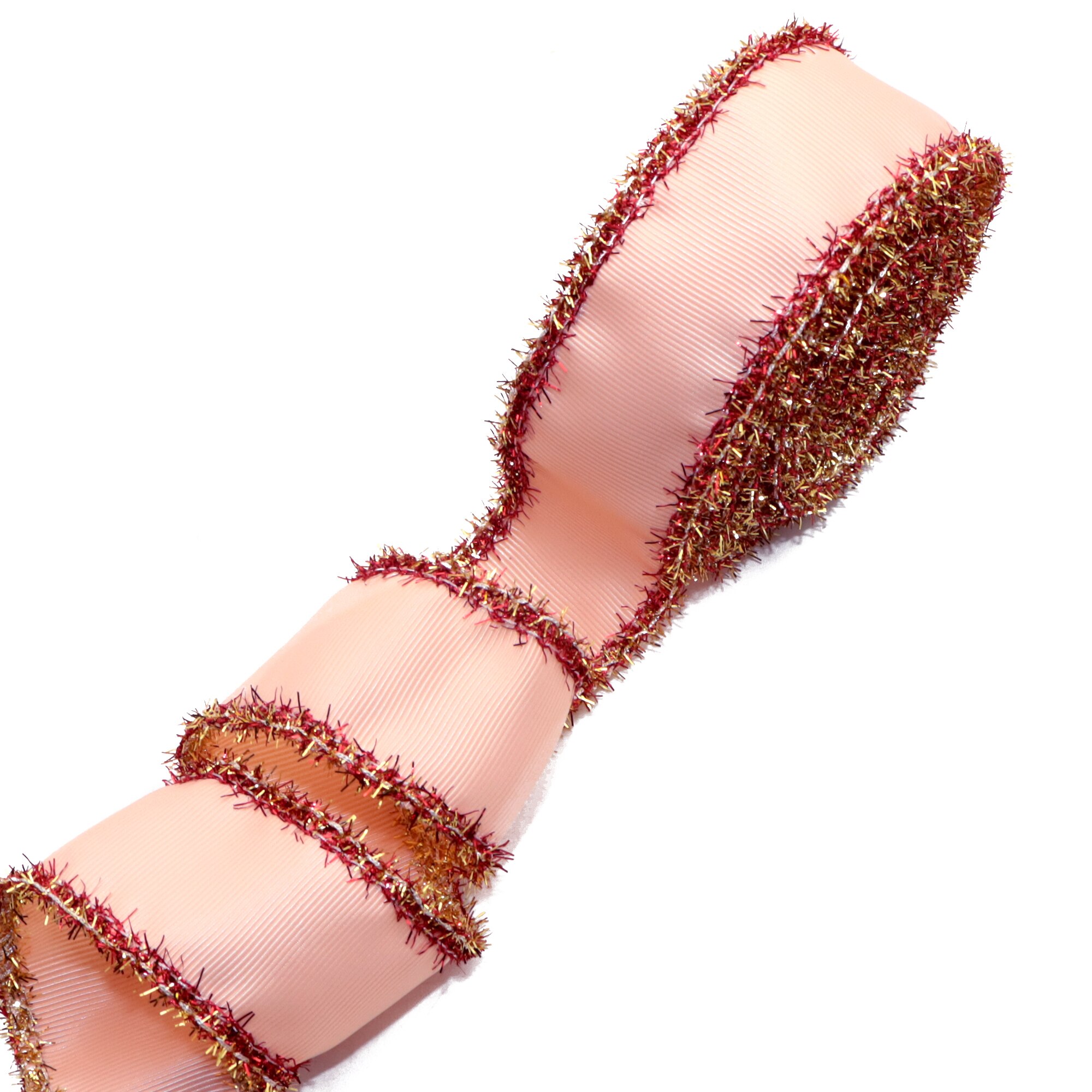 75MM 2Yard/roll Christmas Geometric Grosgrain Ribbon with Tinsel Edges For Burlap Wreaths Hairbows Accessories,2Yc20400: 1145878003