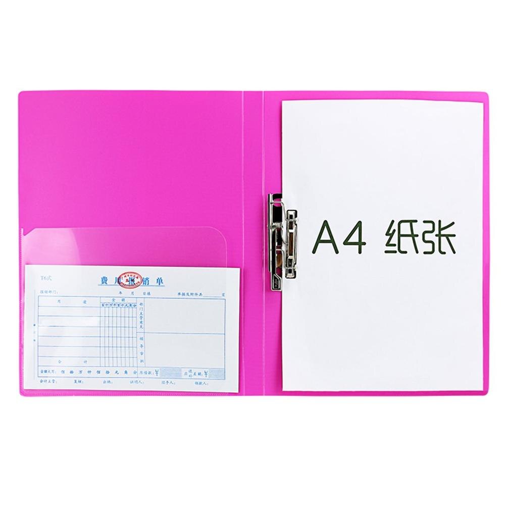 Tianse pp + roestvrij staal  a4 map enkele sterke klem map plaatklem paperclip kantoorbenodigdheden schrijfwaren: Roze