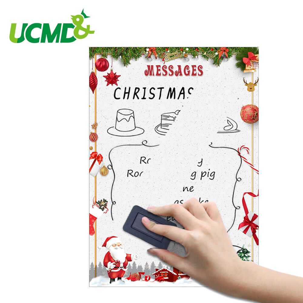 A4 Magnetic Whiteboard Fridge Magnets Dry Wipe Writing Record Message Board Remind Memo Plan Sheet Christmas Decor Sticker