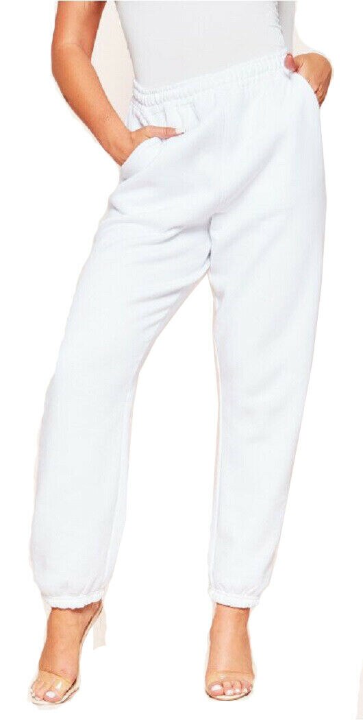 Pantaloni sportivi Casual da donna pantaloni Jogger da corsa solidi tuta solida da donna pantaloni elastici in vita da donna pantaloni larghi: L / WHITE