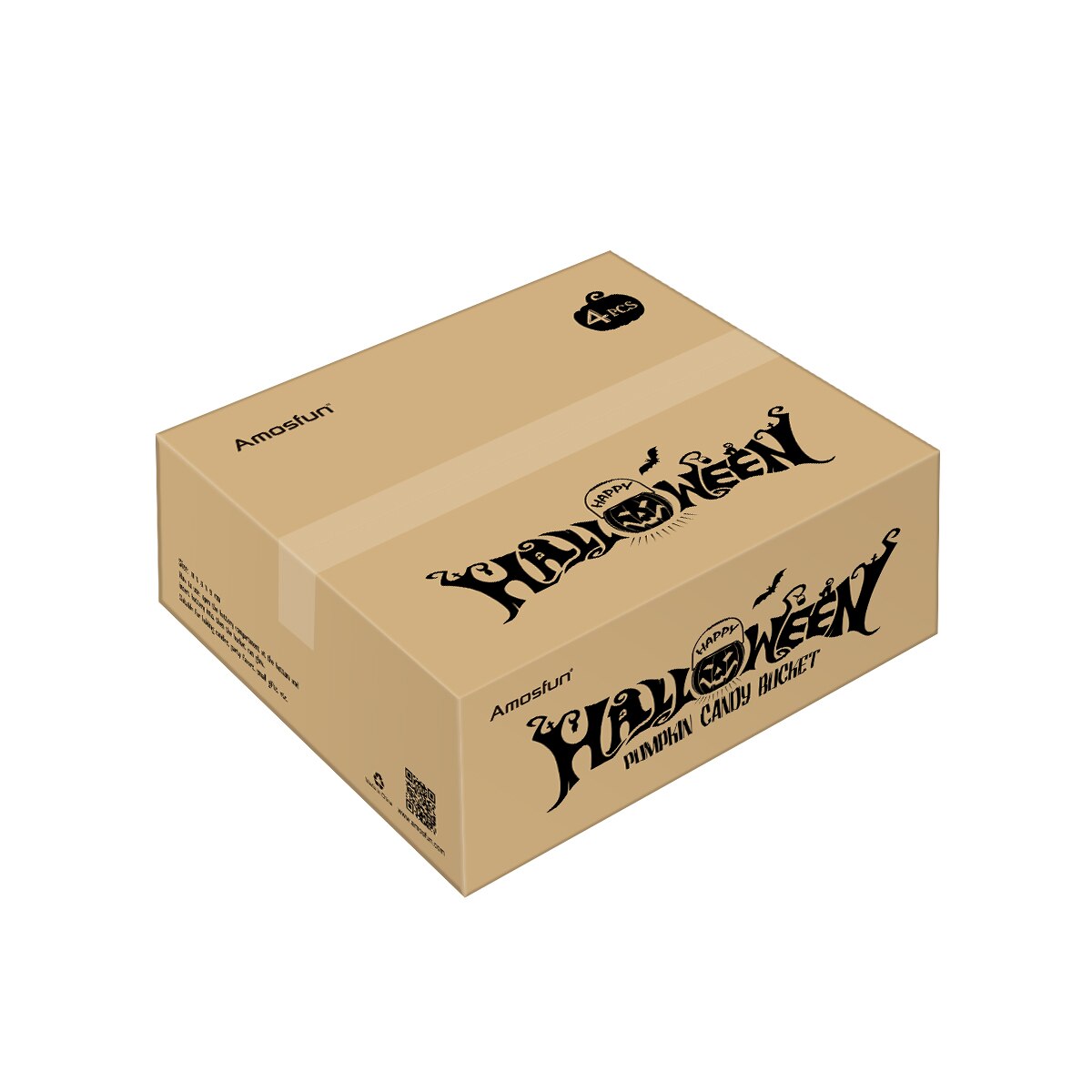 Amosfun 4pcs Pumpkin Candy Buckets Trick Or Treat Candy Pots Make Laugh &amp; Light Buckets Party Favors Holder