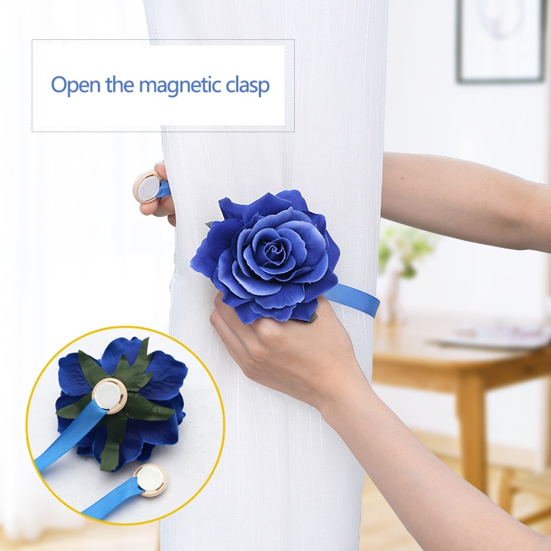 Nueva flor para cortinas, broche magnético para cortinas, abrazadera para cortina magnética, accesorios de correa