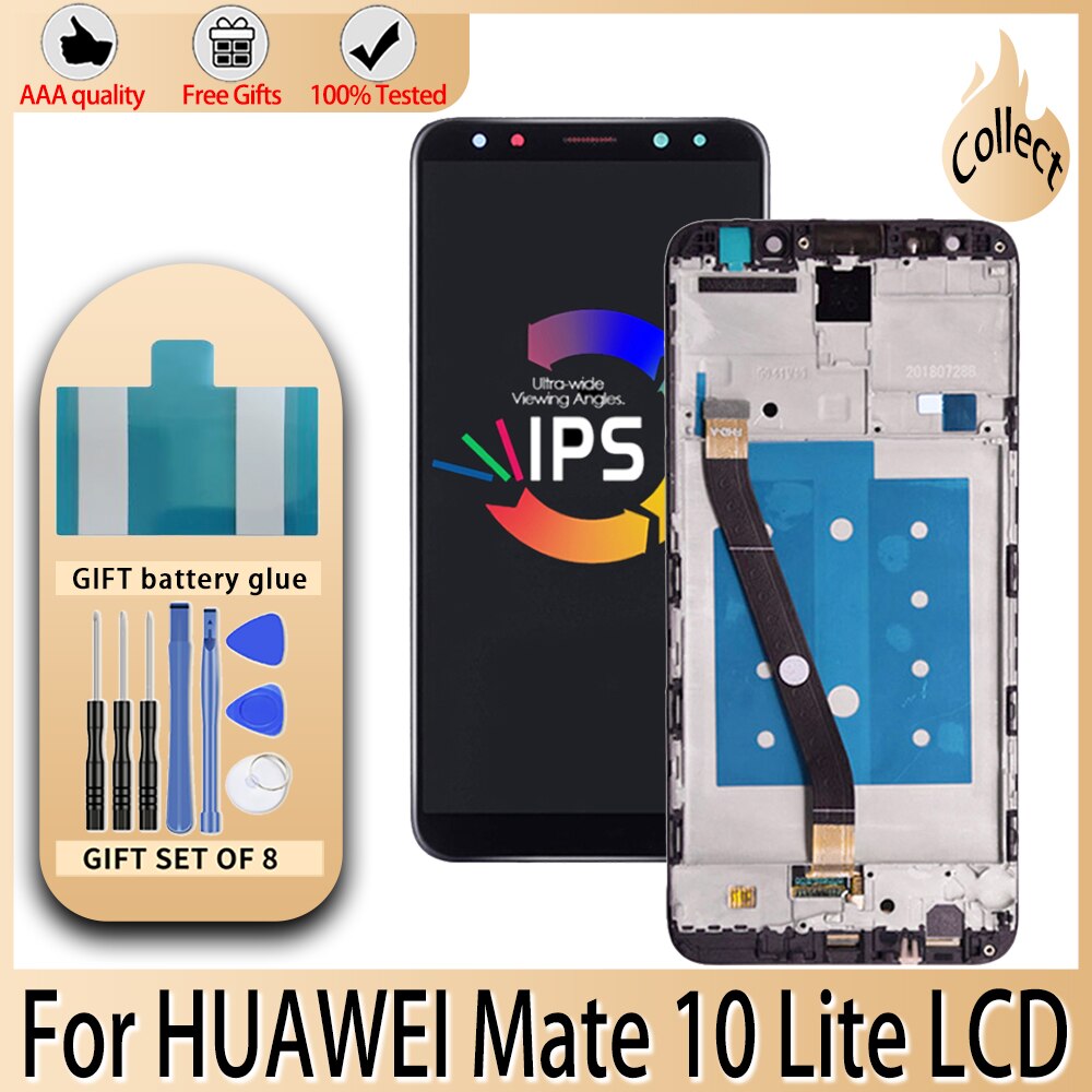 Pantalla LCD de 5,9 pulgadas para móvil MONTAJE DE digitalizador de marco y pantalla táctil, AAA, reemplazo para Huawei Mate 10 Lite, Nova 2i, LCD