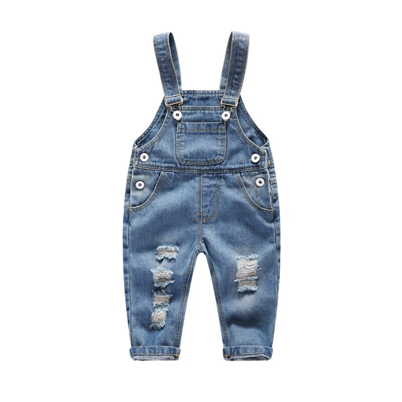Denim Overalls For Baby Autumn Jumpsuit Kids Girls Clothes Ripped Toddler Boy Pants Button Fly Children Clothing Overalls: 12M