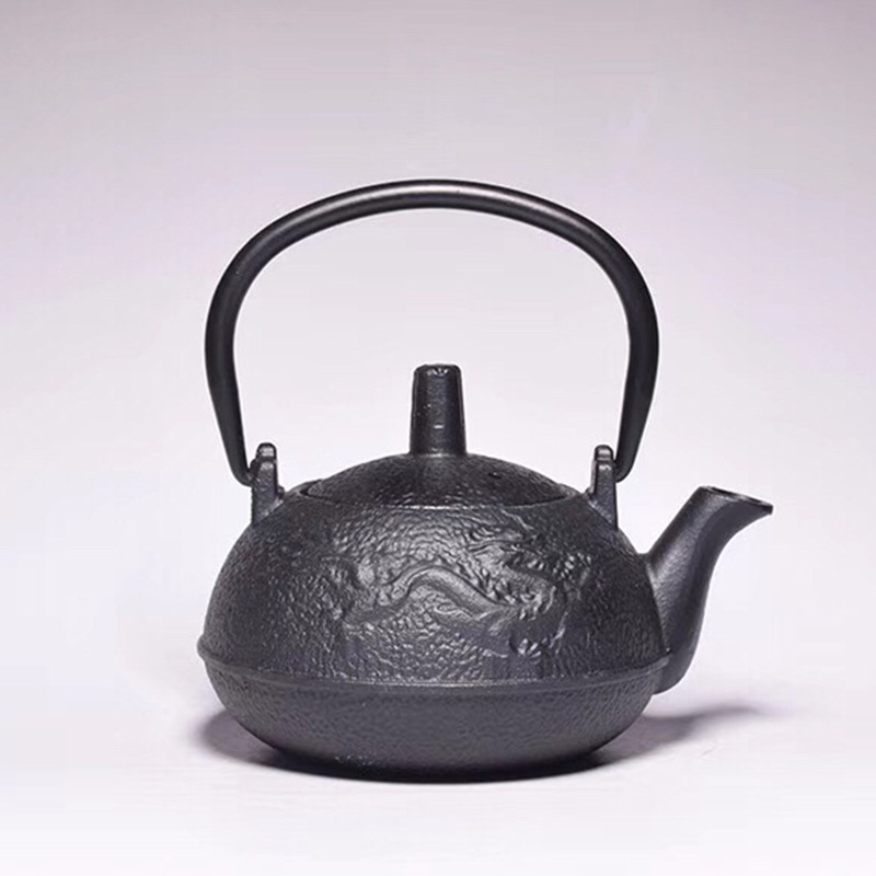 Retro støbejernskedel tekande kungfu kedel boligindretning 300ml: Sort